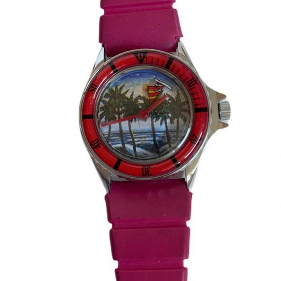 Vintage Watch Palm Tree & Sailboat Vtg 80s main image 15